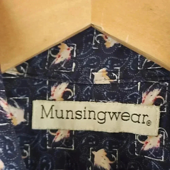Munsingwear Cotton Pattern button down Men's Shirt L - Picture 4 of 7